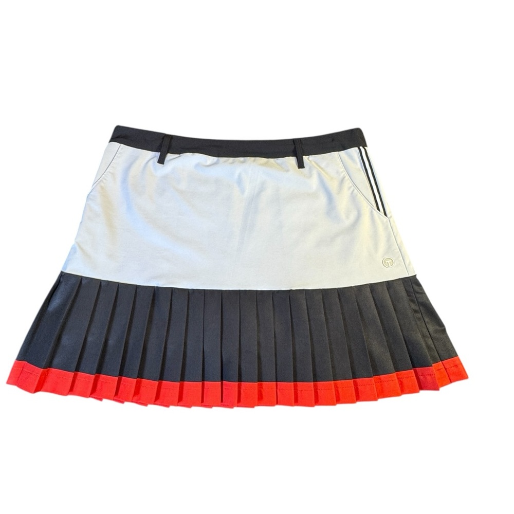 Tribal Sport Women's White Golf Tennis Skort with Black & Red Pleats Size L EUC